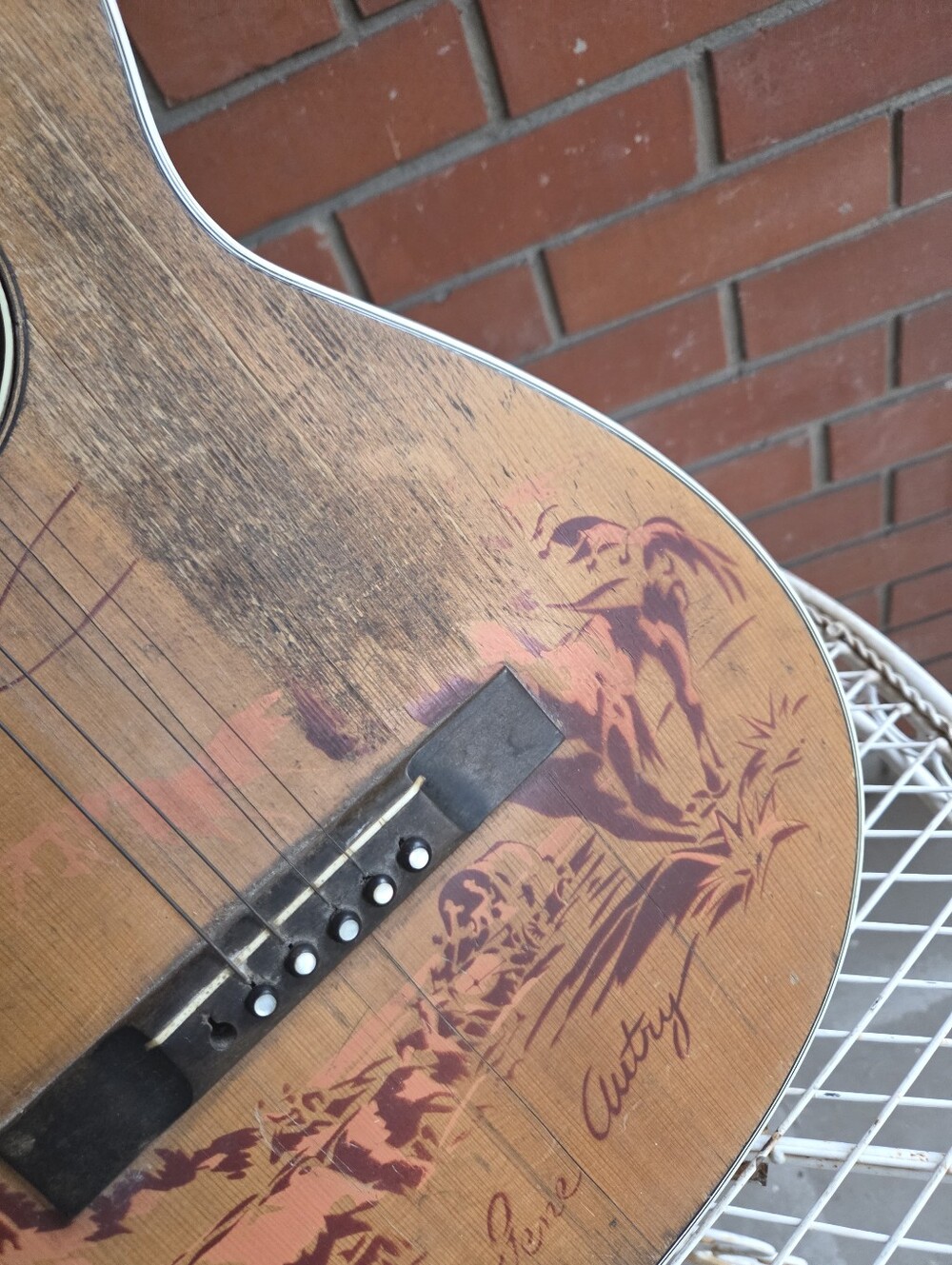 Vintage 1937 Supertone Gene Autry "Round-Up" Parlor Guitar - Rare Stencil - Picture 8 of 11